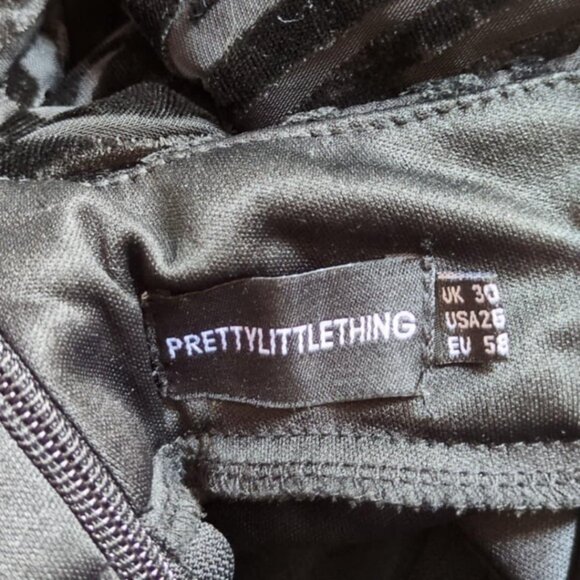 Prettylittlething Plus Sz 26 Formal Zebra Devore Dress Black Velvet Burnout Sexy - Picture 5 of 7